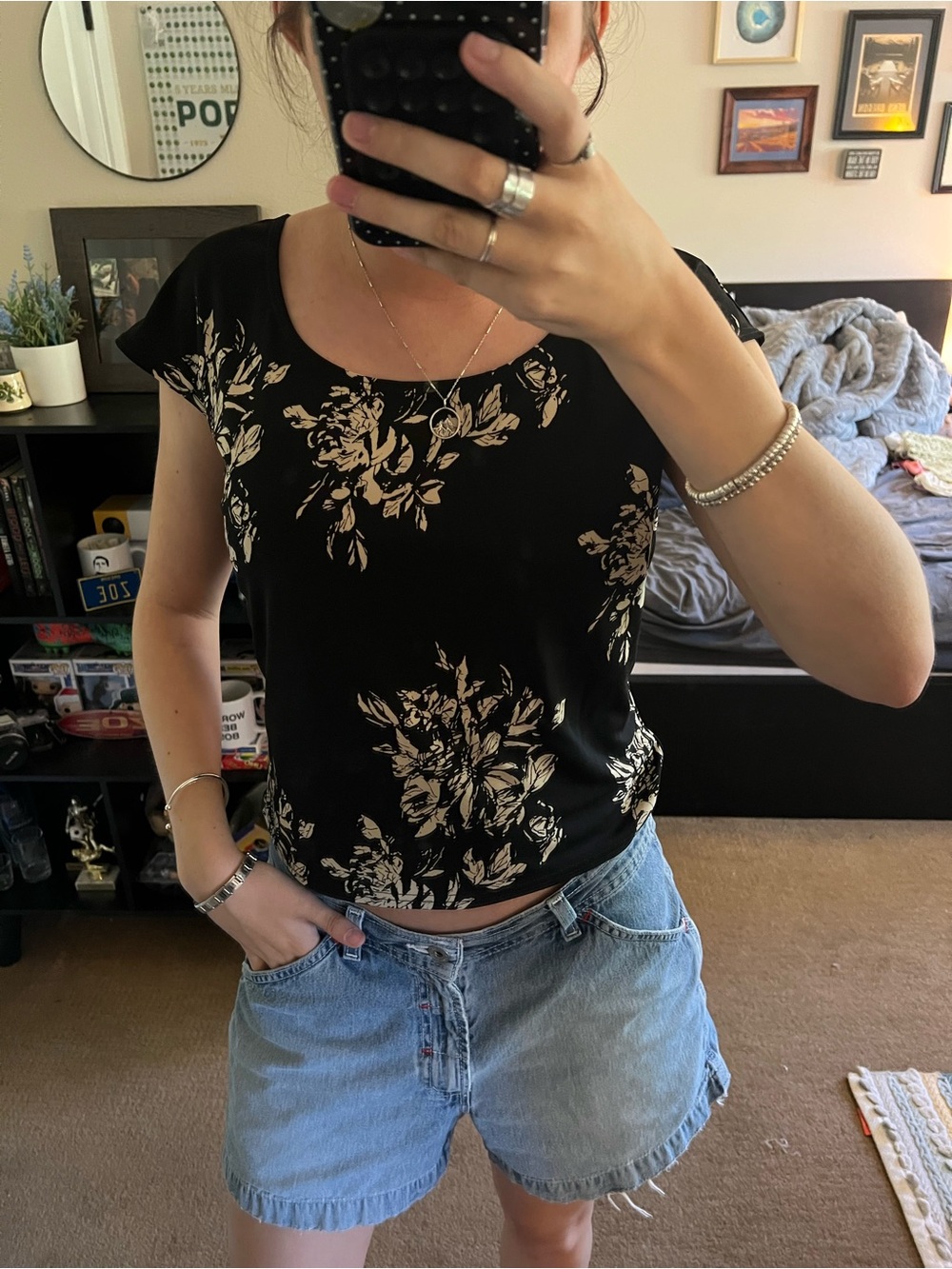 Black pattern tee
